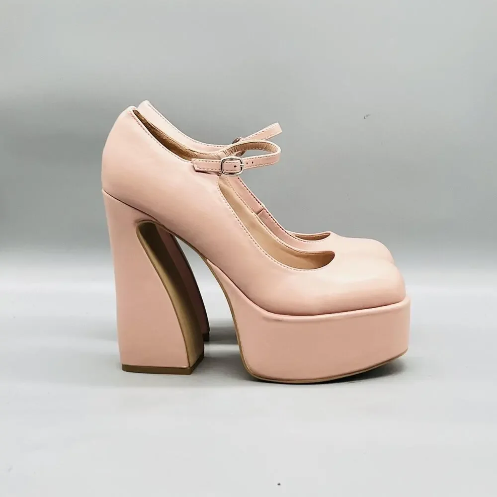 Madden Girl Shoes Womens 8.5 Pink Khloie Platform Block Heel Round Toe Pumps - Picture 2 of 11